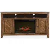 Fairview 60" TV Stand with Electric Fireplace in Chevron Wood